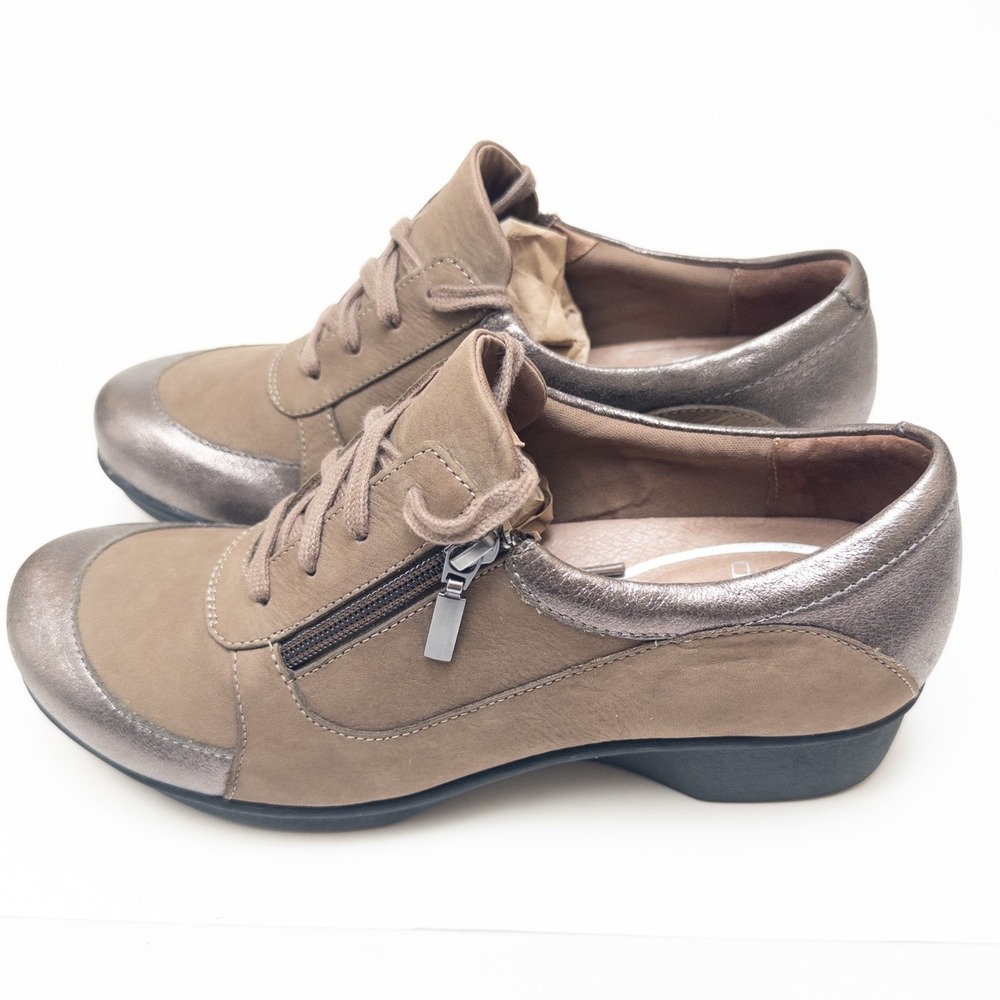 Dansko Taupe Metallic Wedge Sneakers - Picture 2 of 13